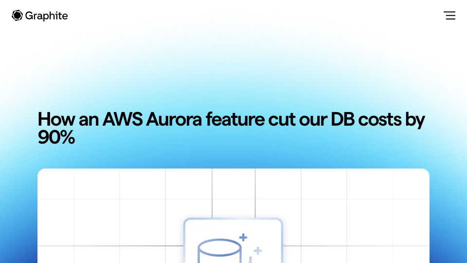 Screenshot of graphite.dev: Aurora I/O optimized config saved 90% DB cost