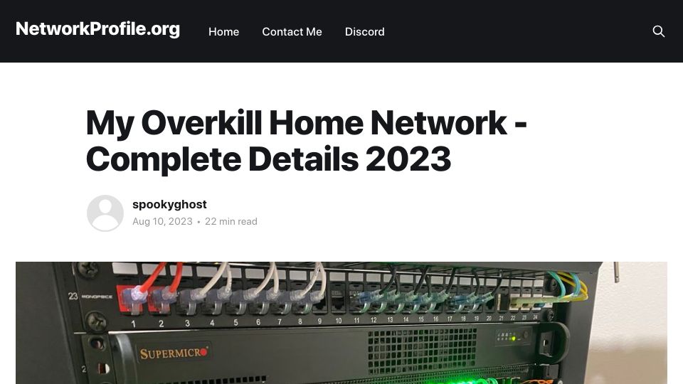 Screenshot of blog.networkprofile.org: My Overkill Home Network