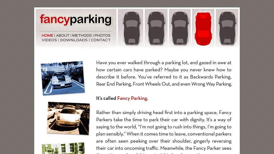 Screenshot of fancyparking.com: Fancy Parking