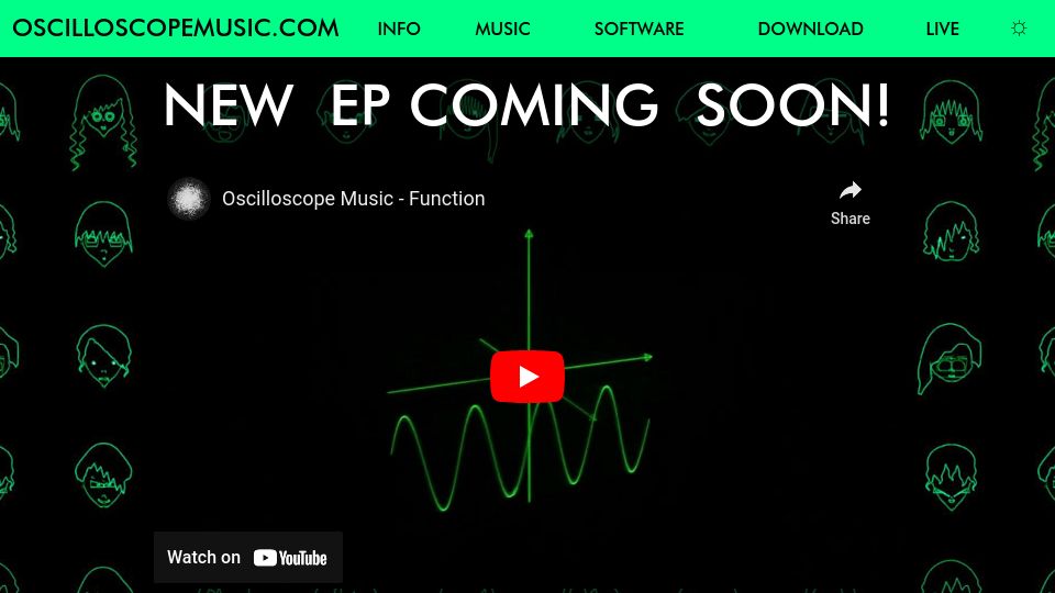 Screenshot of oscilloscopemusic.com: Oscilloscope Music
