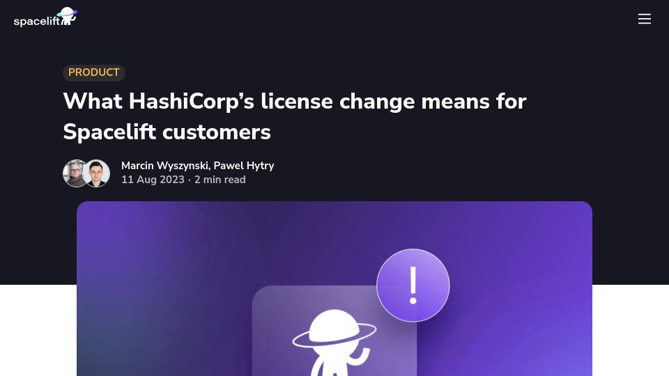Screenshot of spacelift.io: What HashiCorp’s license change means for our customers