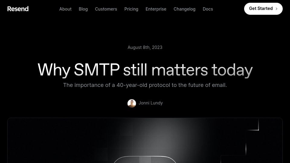 Screenshot of resend.com: Why SMTP still matters today