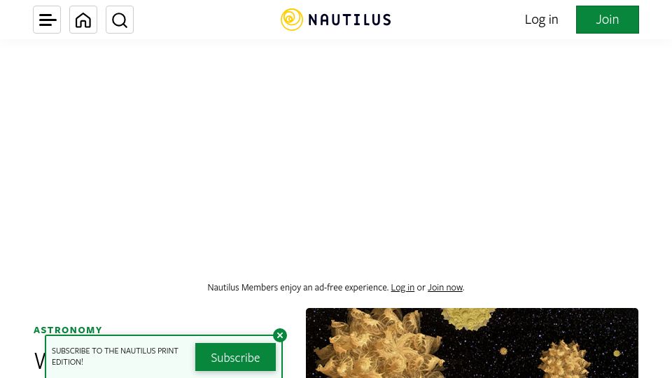 Screenshot of nautil.us: New finding boosts Panspermia theory that life on Earth originated in deep space