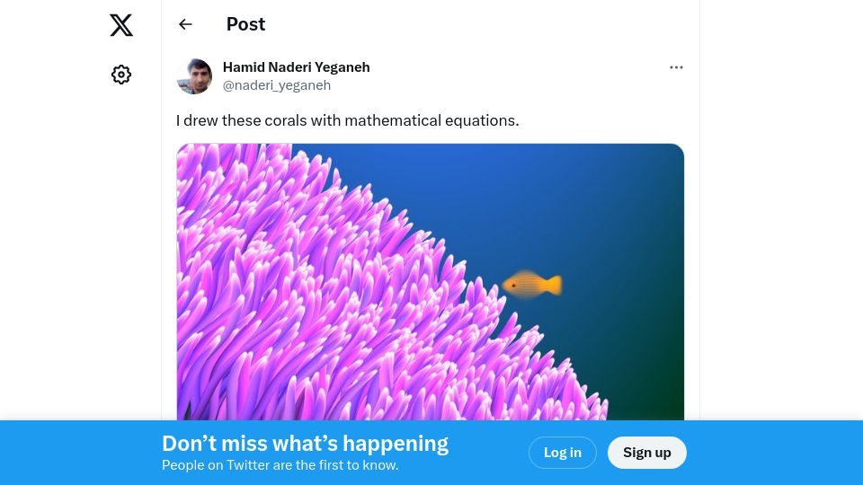 Screenshot of twitter.com: I drew these corals with mathematical equations