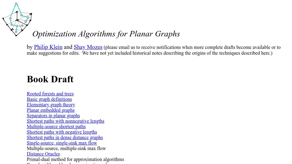 Screenshot of planarity.org: Optimization Algorithms for Planar Graphs