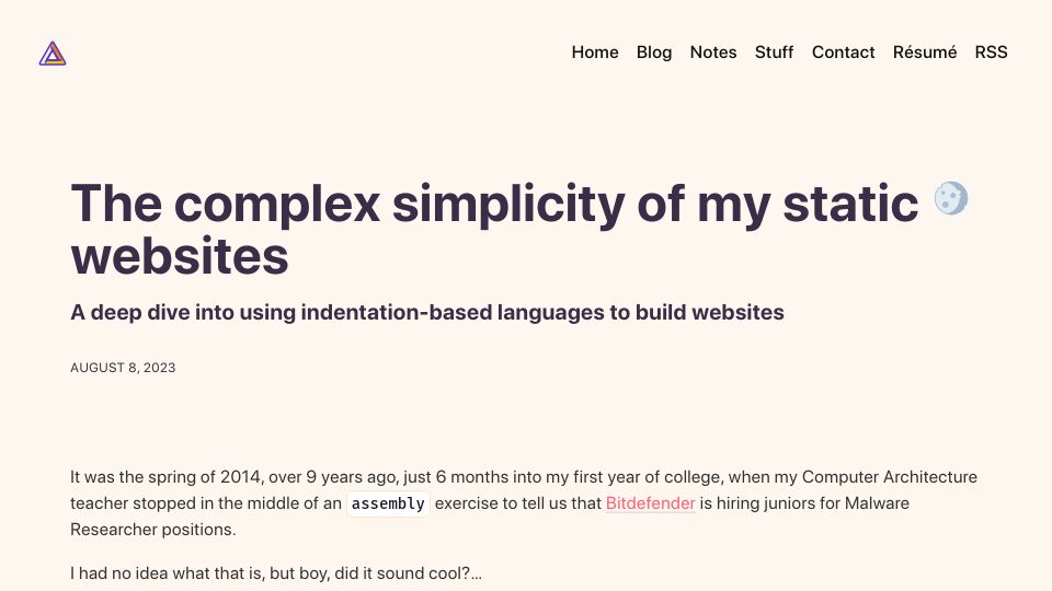 Screenshot of alinpanaitiu.com: The complex simplicity of my static websites