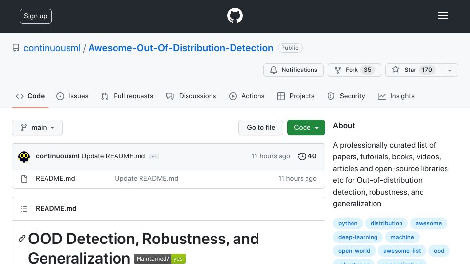 Screenshot of github.com: Out-of-Distribution