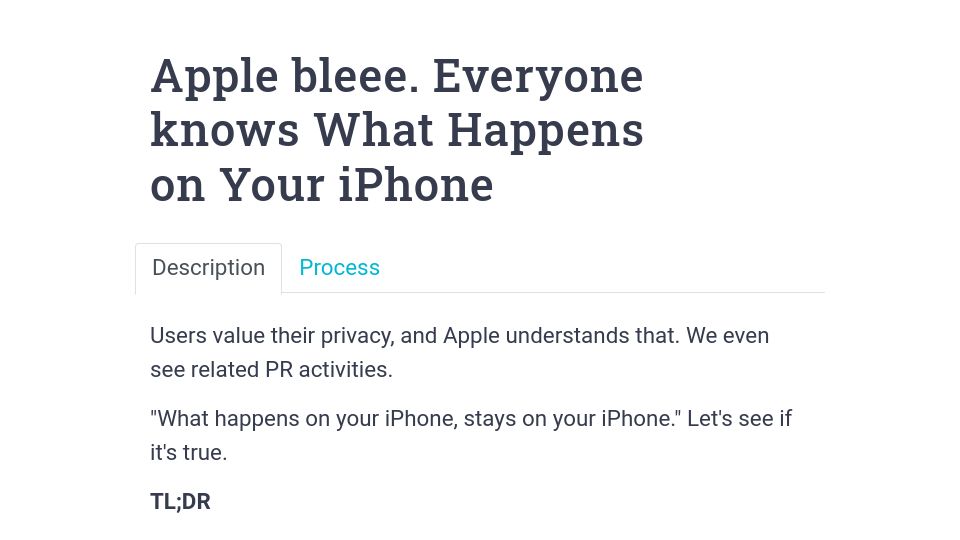 Screenshot of hexway.io: Apple bleee. Everyone knows what’s on your iPhone (2020)