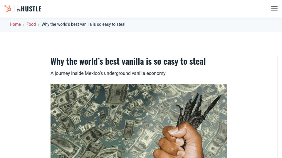 Screenshot of thehustle.co: Mexico’s underground vanilla economy