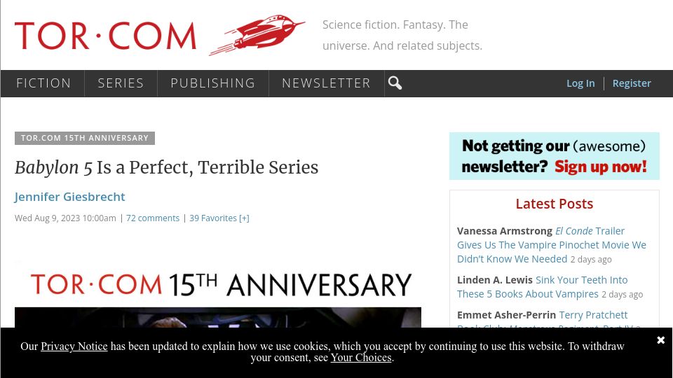 Screenshot of tor.com: Babylon 5 Is a Perfect, Terrible Series
