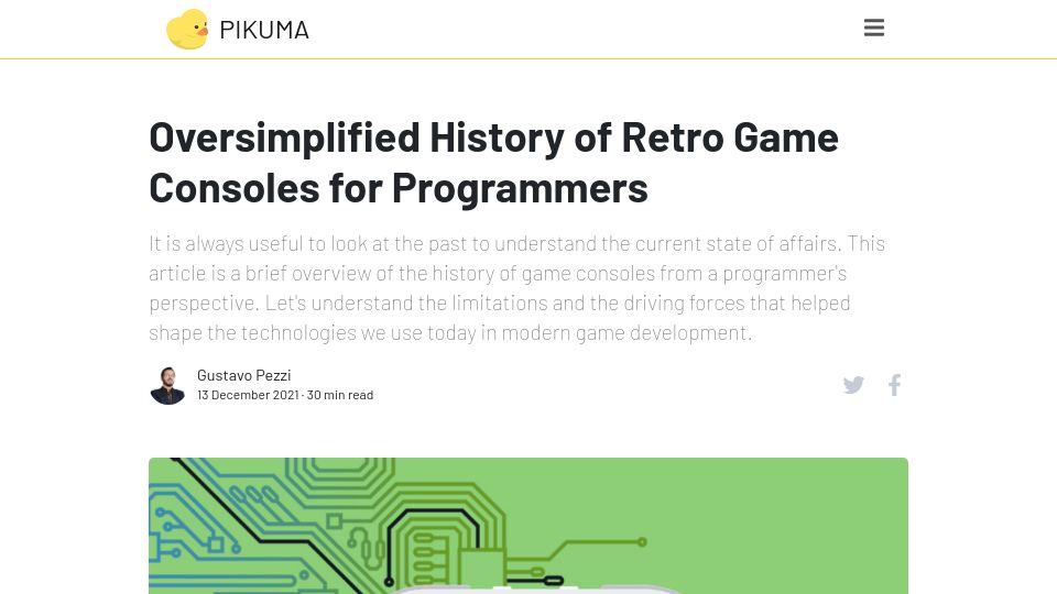 Screenshot of pikuma.com: Oversimplified History of Retro Game Consoles for Programmers