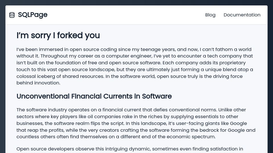 Screenshot of sql.ophir.dev: Sqlx: I'm sorry I forked you