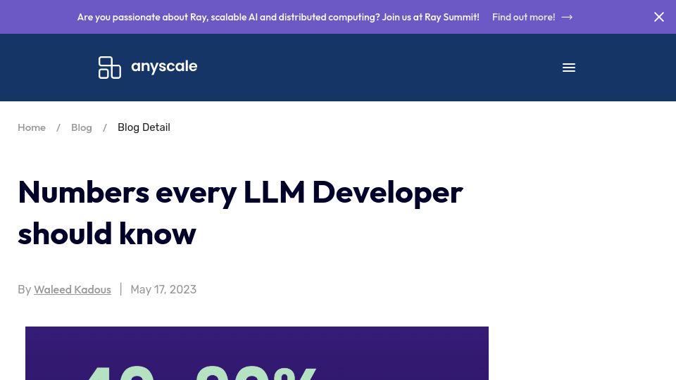 Screenshot of anyscale.com: Numbers every LLM Developer should know