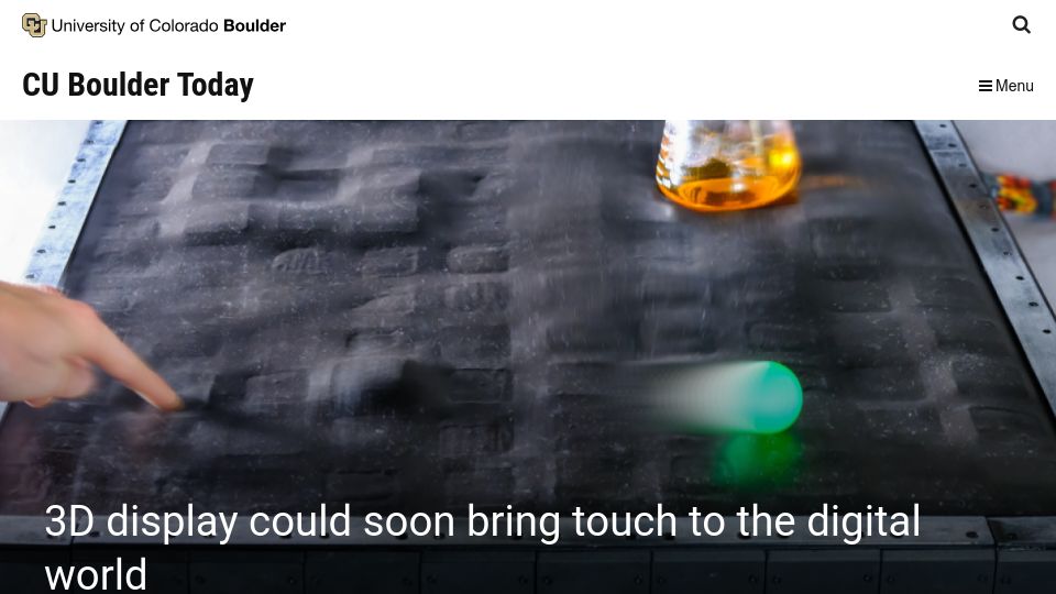 Screenshot of colorado.edu: 3D display could soon bring touch to the digital world