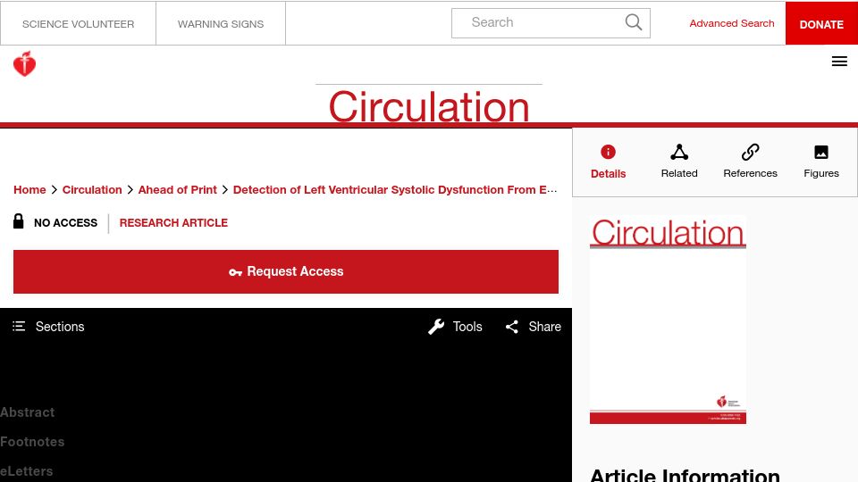 Screenshot of doi.org: Detection of L-Ventricular Systolic Dysfunction from Electrocardiographic Images