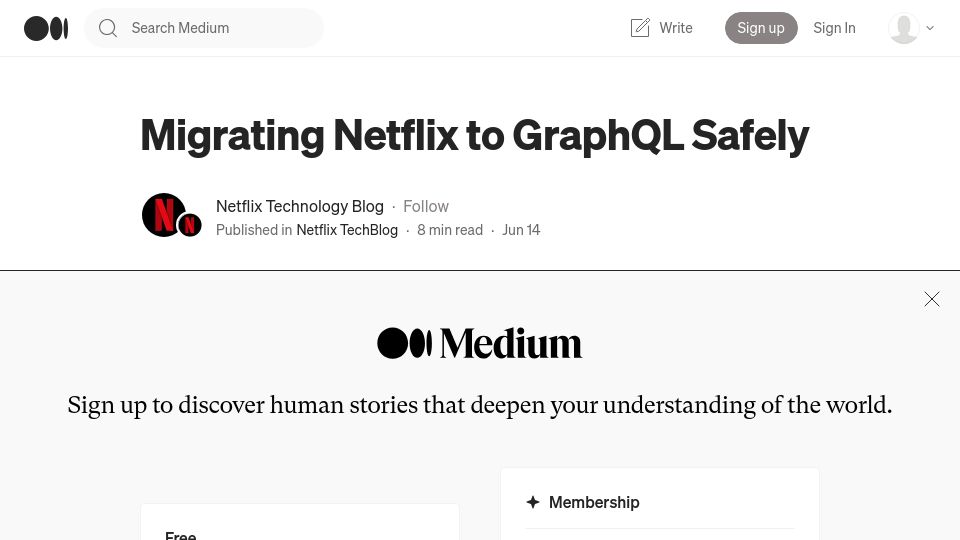 Screenshot of netflixtechblog.com: Migrating Netflix to GraphQL