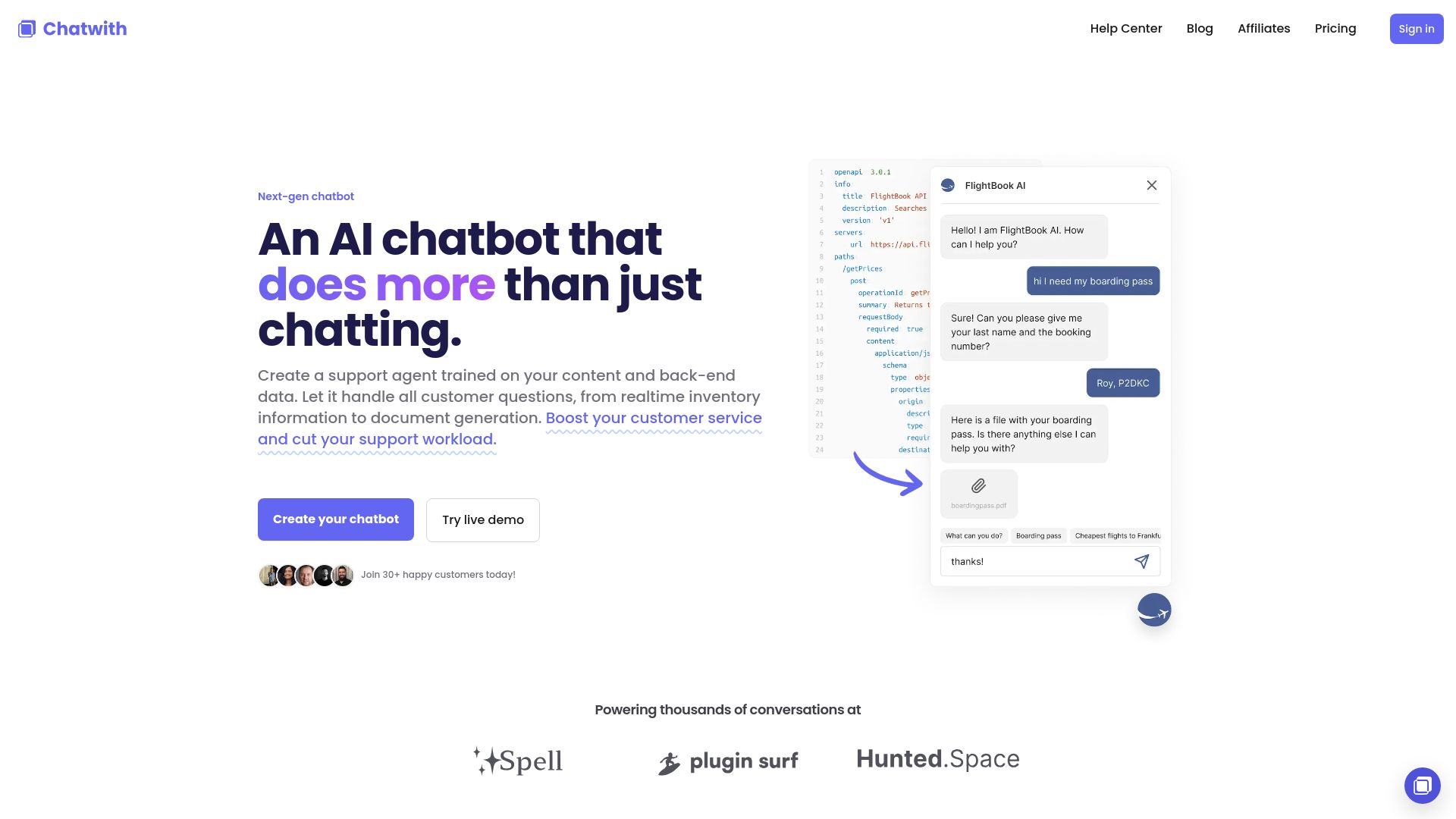 Screenshot of chatwith.tools: Show HN: A website chatbot that also uses APIs