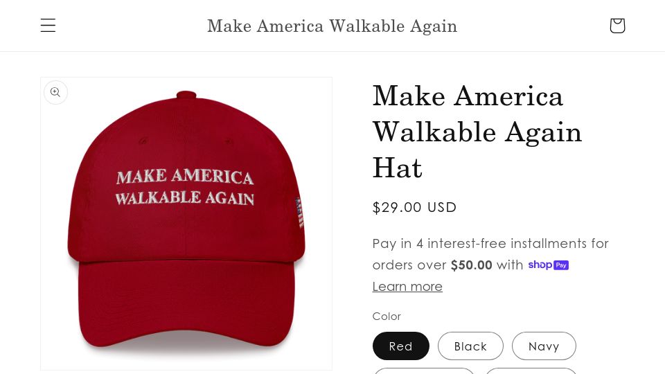 Screenshot of makeamericawalkable.com: Lack of Walkability in the US is destroying mental health
