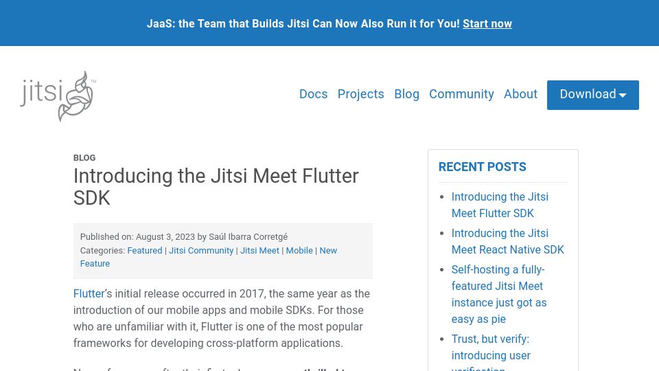 Screenshot of jitsi.org: Jitsi Meet Flutter SDK