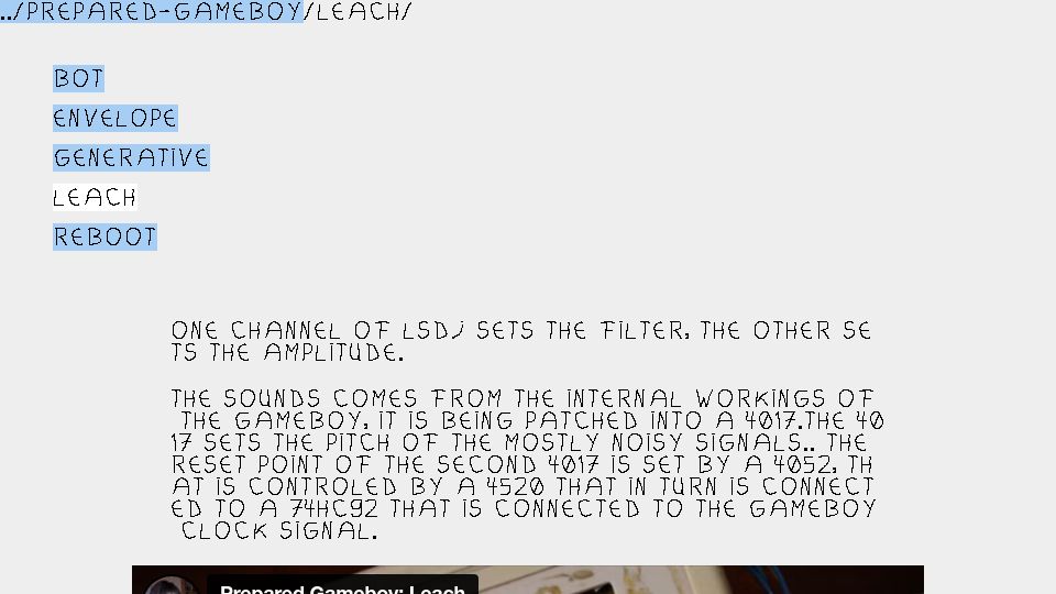Screenshot of gieskes.nl: Gameboy Leach