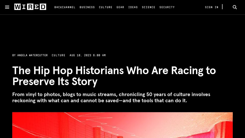 Screenshot of wired.com: Hip hop historians who are racing to preserve its story