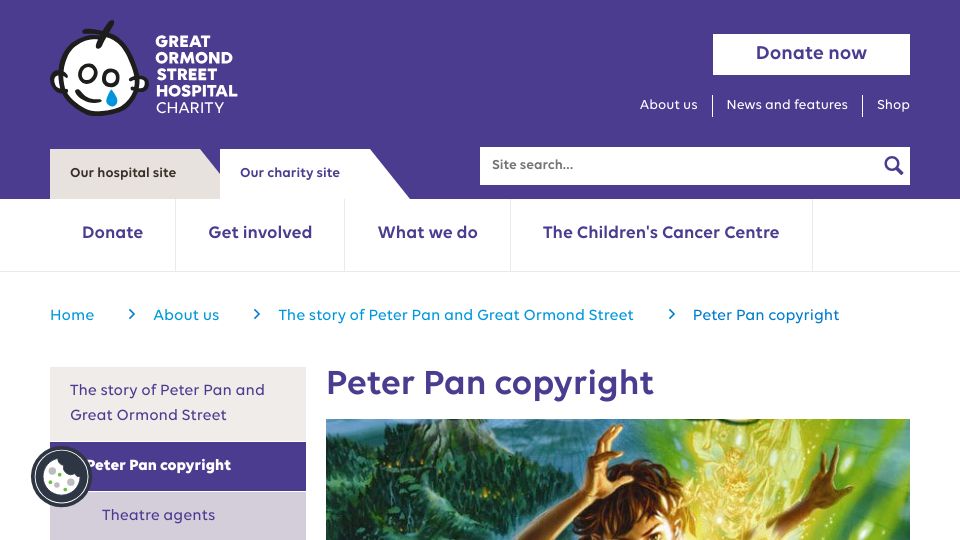 Screenshot of gosh.org: Peter Pan copyright