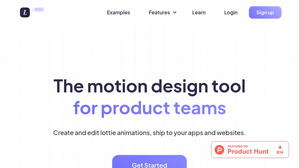 Screenshot of lottielab.com: Show HN: Lottielab – Create product animations in the browser easily