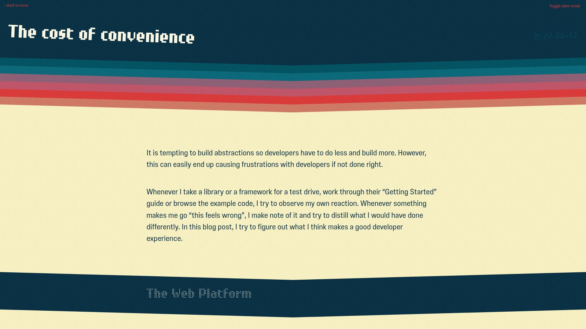 Screenshot of surma.dev: The Cost of Convenience
