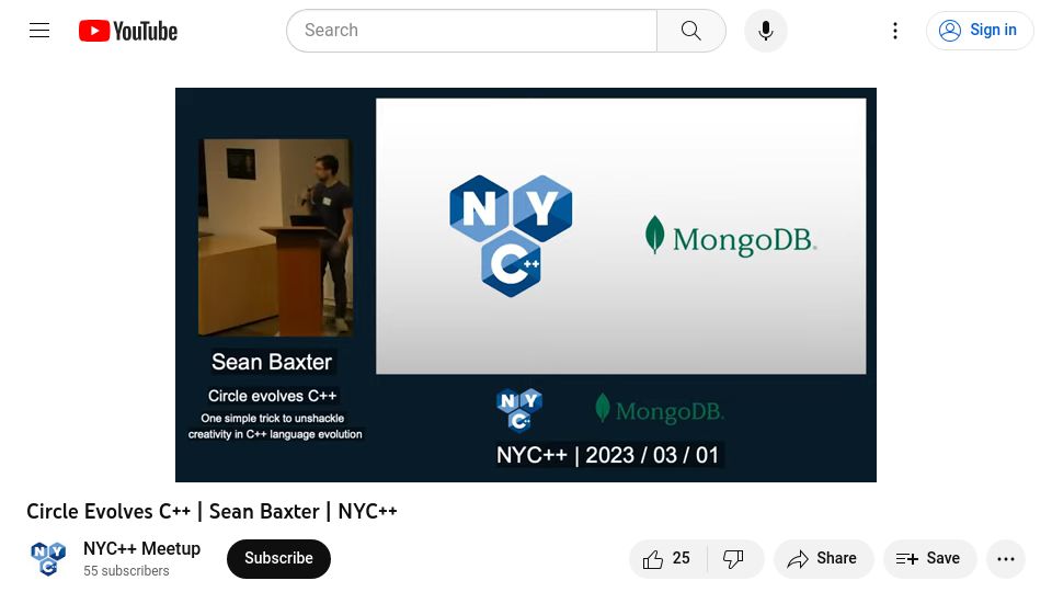 Screenshot of youtube.com: Circle Evolves C++ [video]