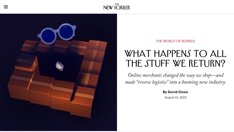 Screenshot of newyorker.com: What happens to all the stuff we return?
