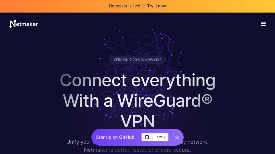 Screenshot of netmaker.io: NetMaker: Connect Everything with a WireGuard VPN