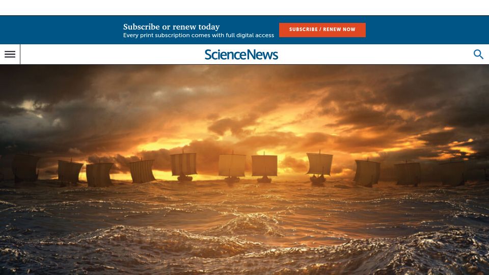 Screenshot of sciencenews.org: An ancient solar flare illuminated the start of the Viking Age