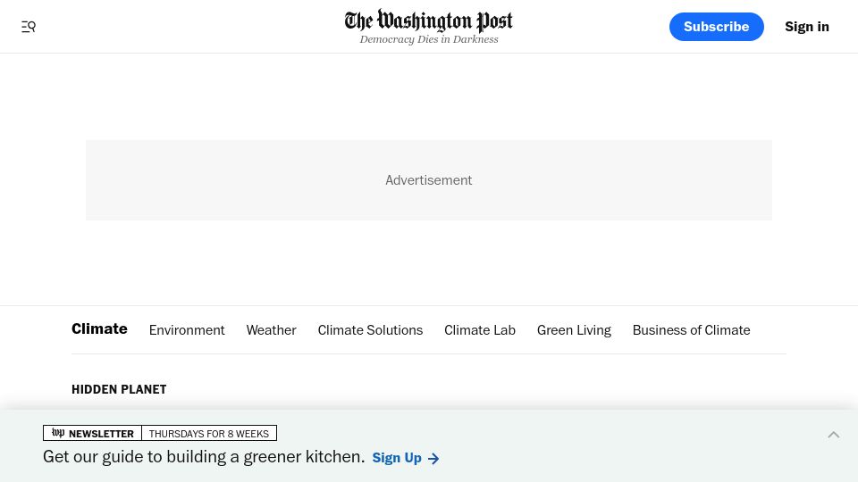 Screenshot of washingtonpost.com: The richest Americans account for 40 percent of U.S. climate emissions