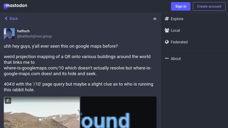 Screenshot of nso.group: QR codes appearing in Google street view?