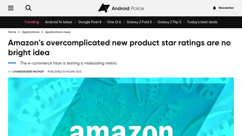 Screenshot of androidpolice.com: Amazon's overcomplicated new product star ratings are no bright idea