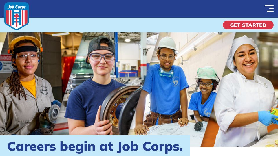 Screenshot of jobcorps.gov: Job Corps: free, residential training and education for low-income young adults