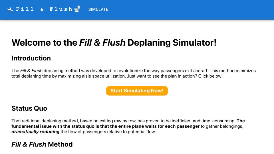 Screenshot of fillandflush.com: The Fill and Flush deplaning method