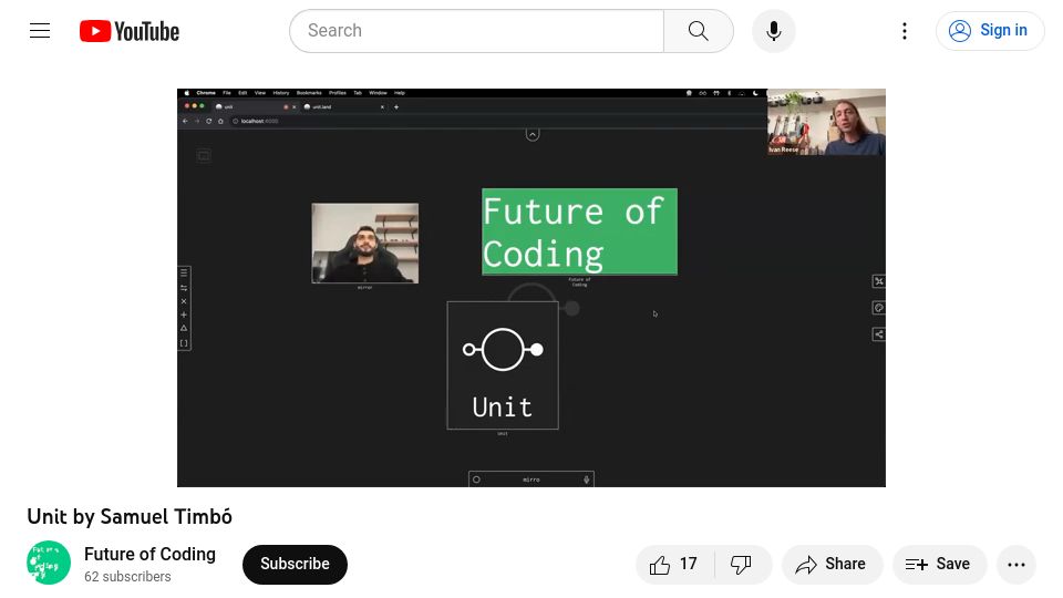 Screenshot of youtube.com: Unit: A visual programming system [video]