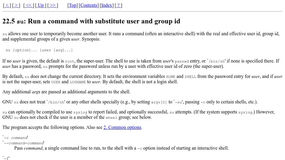 Screenshot of ftp.gnu.org: Why GNU su does not support the `wheel' group (2002)