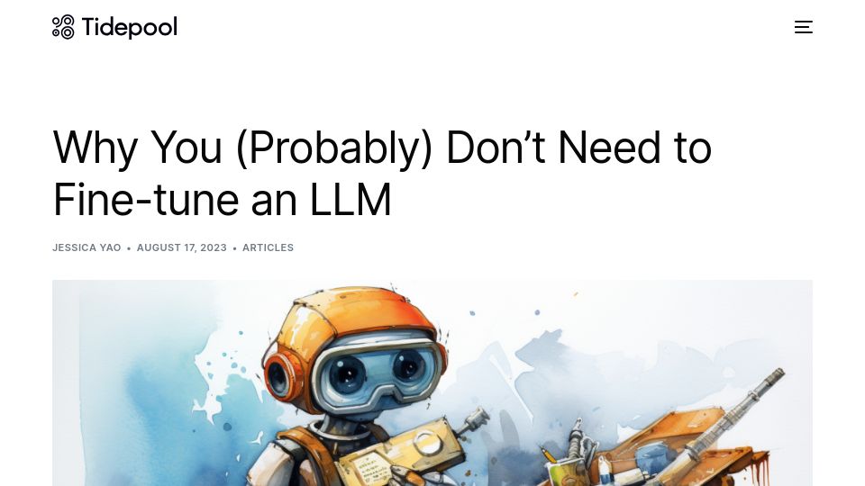 Screenshot of tidepool.so: You probably don’t need to fine-tune LLMs