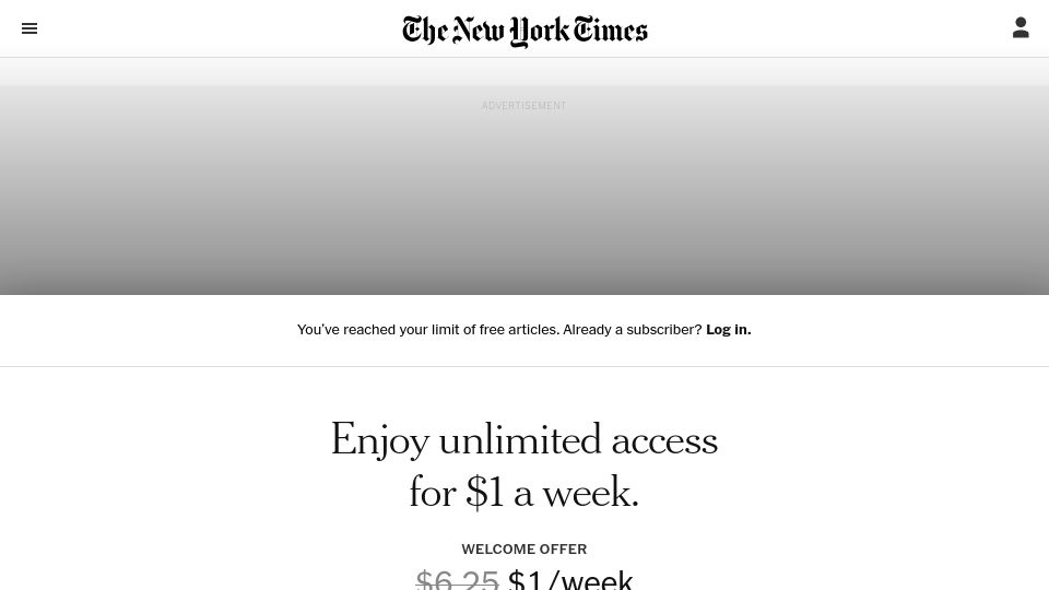 Screenshot of nytimes.com: Update Complete: U.S. Nuclear Weapons No Longer Need Floppy Disks