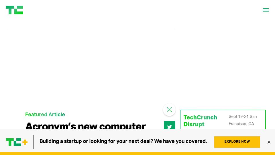 Screenshot of techcrunch.com: Acronym’s new computer with Asus is bonkers, but that’s the point