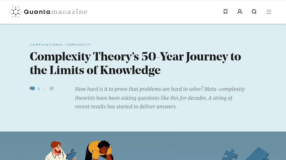 Screenshot of quantamagazine.org: Complexity theory’s 50-year journey to the limits of knowledge