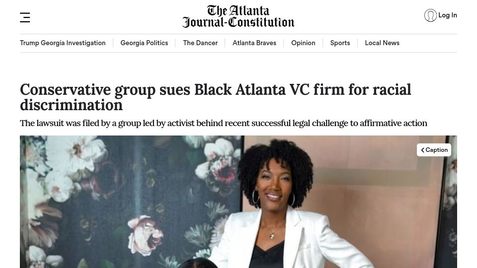 Screenshot of ajc.com: Black Atlanta venture capital firm sued for racial discrimination