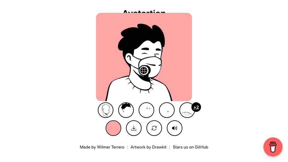 Screenshot of avatartion.com: Show HN: A simple, open-source Notion-like avatar generator