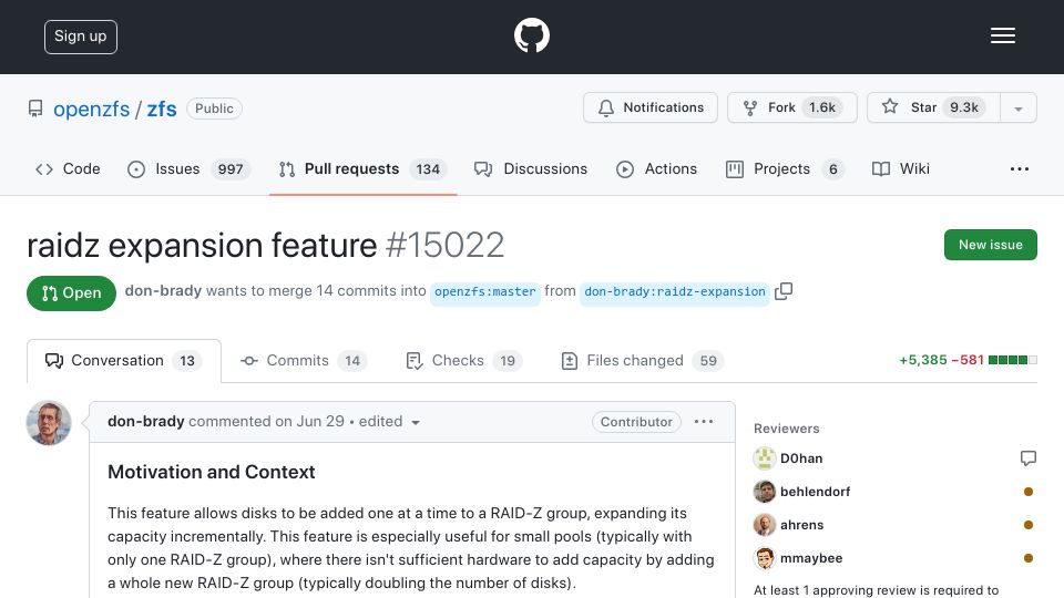 Screenshot of github.com: OpenZFS – add disks to existing RAIDZ