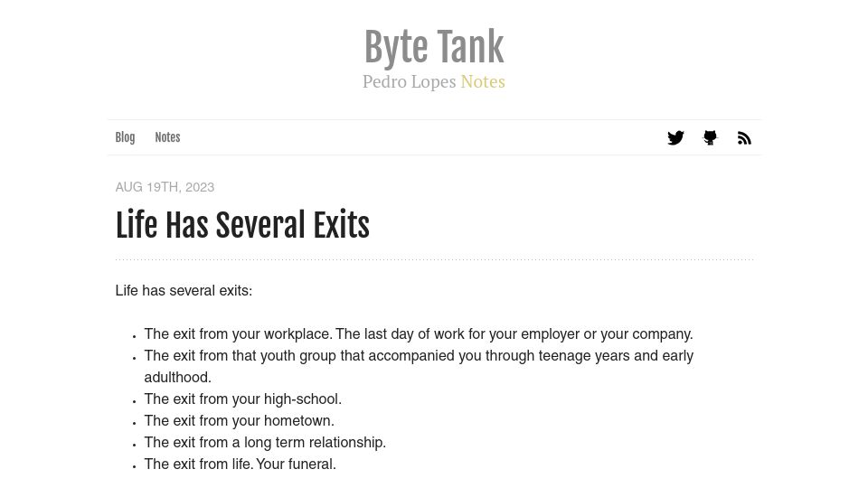 Screenshot of lopespm.com: Life Has Several Exits