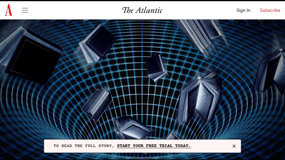 Screenshot of theatlantic.com: The Authors Whose Pirated Books Are Powering Generative AI
