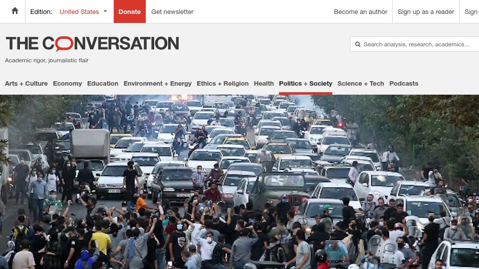 Screenshot of theconversation.com: 70 years ago, an Anglo-US coup condemned Iran to decades of oppression