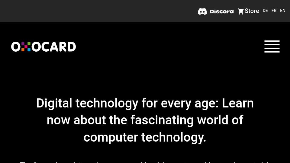 Screenshot of oxocard.ch: Oxocards: Interactive programmable minicomputers